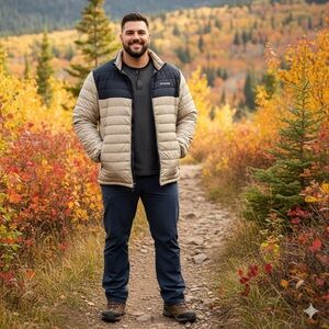 Columbia Powder Lite‎ Owni Heat Puffer Jacket 2XT Tall/ Black Khaki Hiking/ Tech